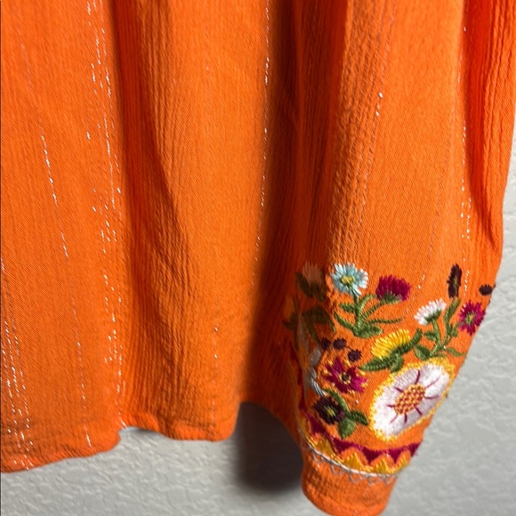 John Mark Orange and Blue Patterned Blouse - Picture 4 of 6